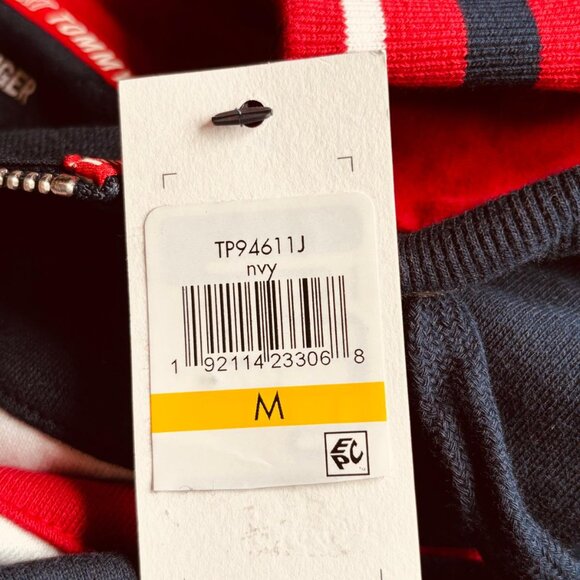 Tommy Hilfiger Women’s Full Zip Hoodie Navy Red White Striped Trim (M) - Picture 5 of 6